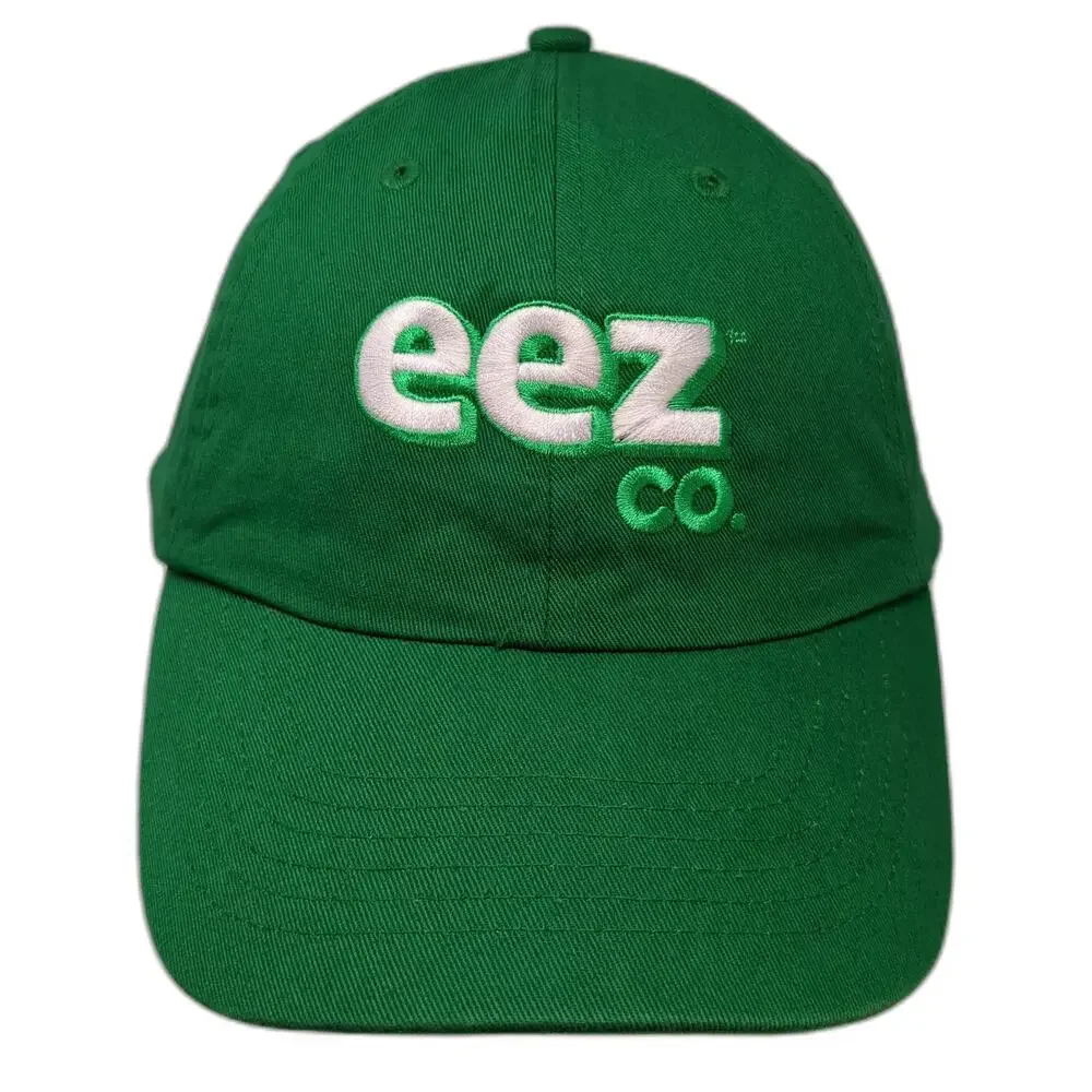 Baseball Cap Green White One Size eez CO Logo Slideback Cotton Hat Embroidered